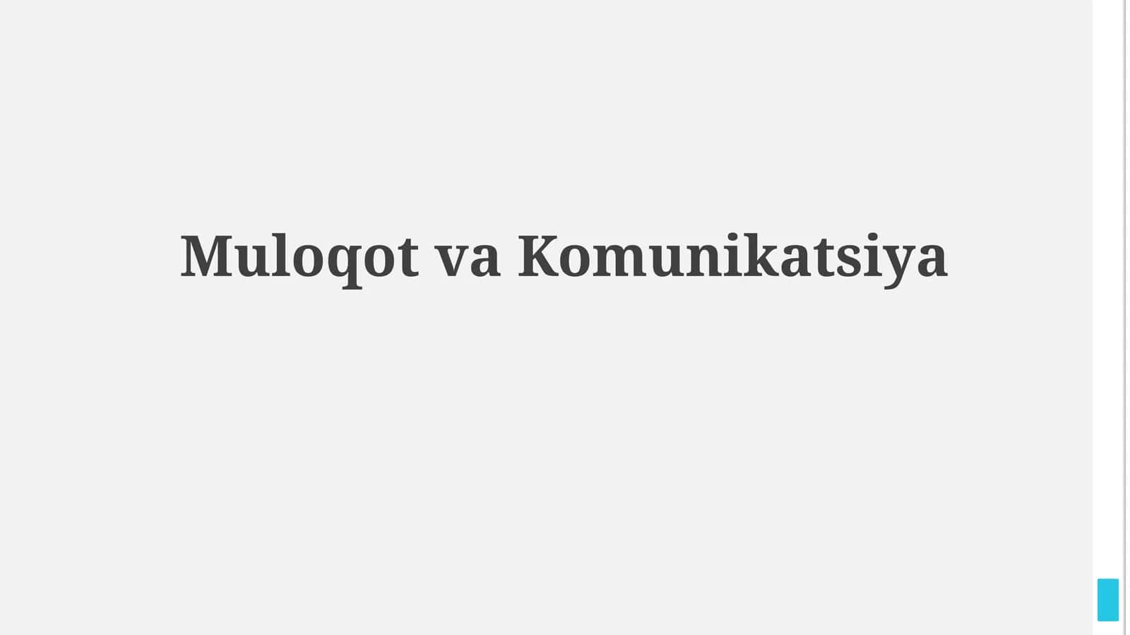 Muloqot va Komunikatsiya