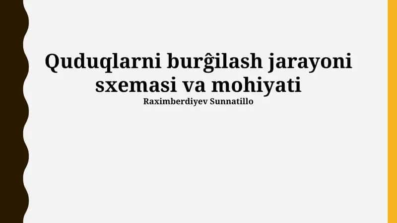 Burg'ilash Jarayoni Sxemasi va Mohiyati