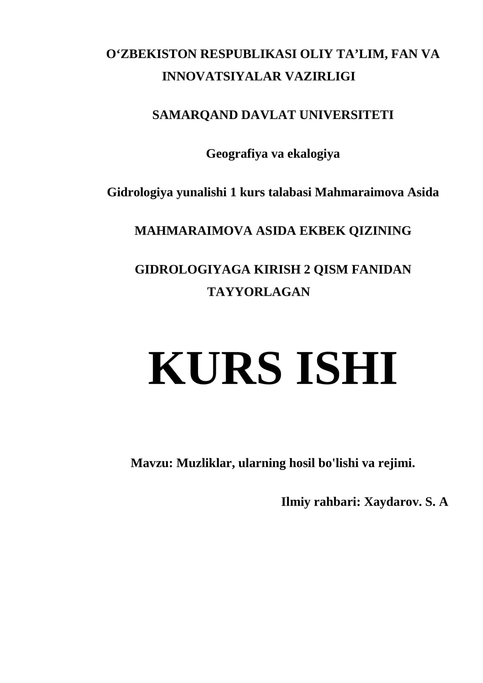 GIDROLOGIYAGA KIRISH 2 QISM