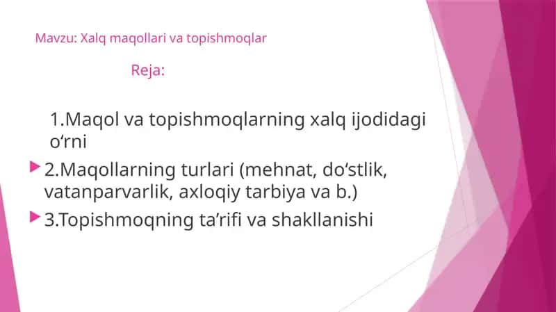 Xalq maqollari va topishmoqlar
