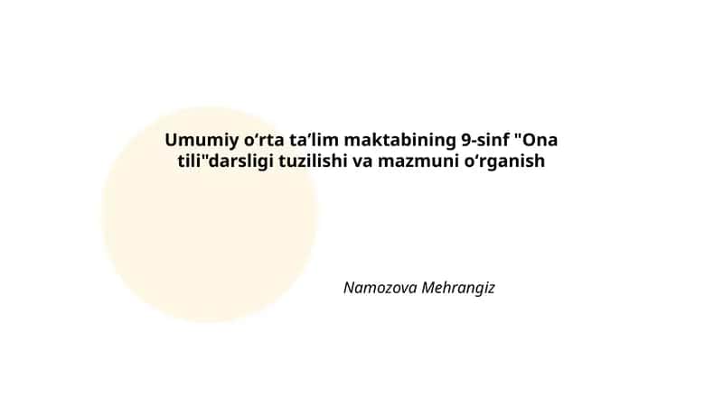 Umumiy oʻrta taʼlim maktabining 9-sinf "Ona tili"darsligi