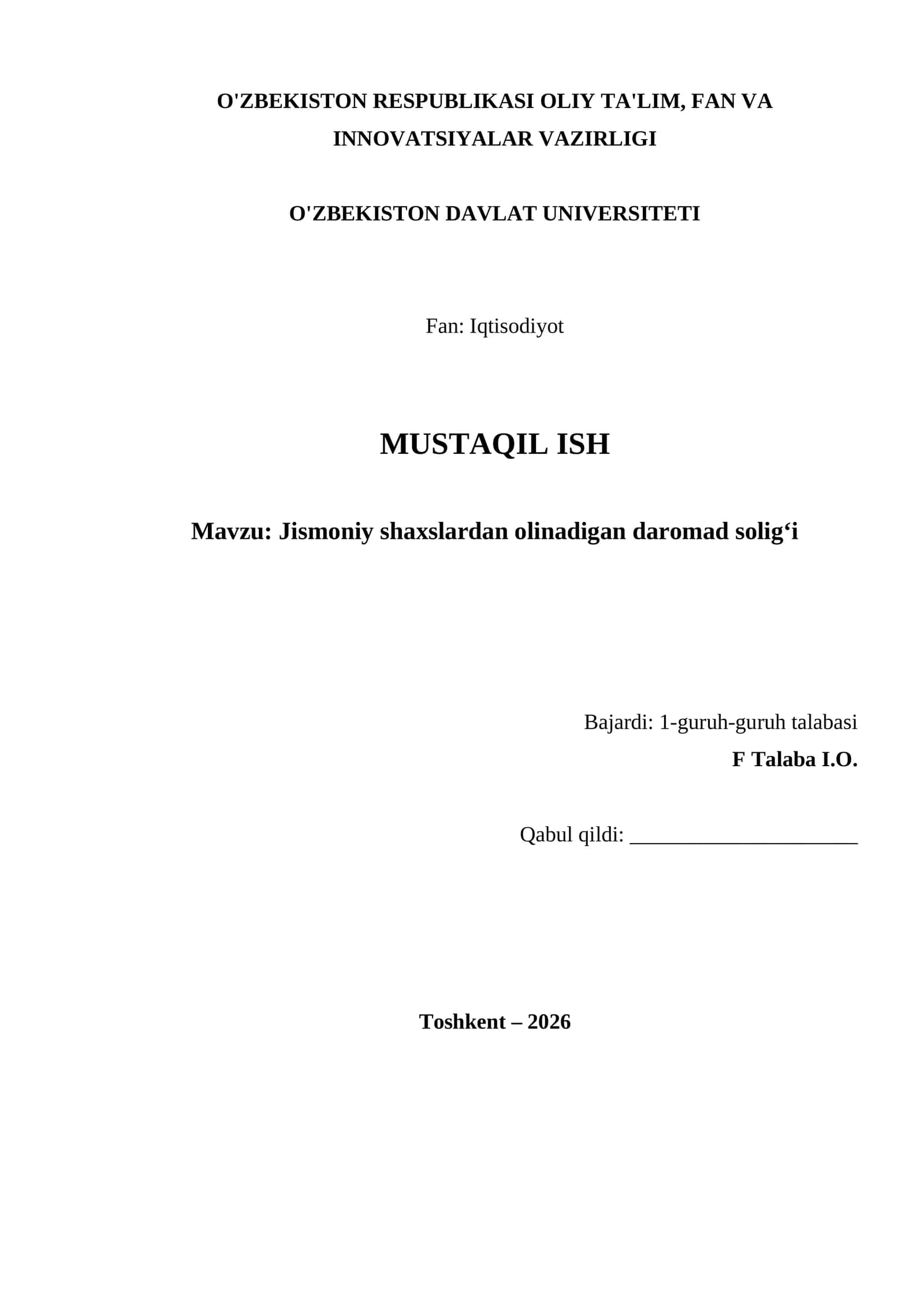 Jismoniy shaxslardan olinadigan daromad solig‘i