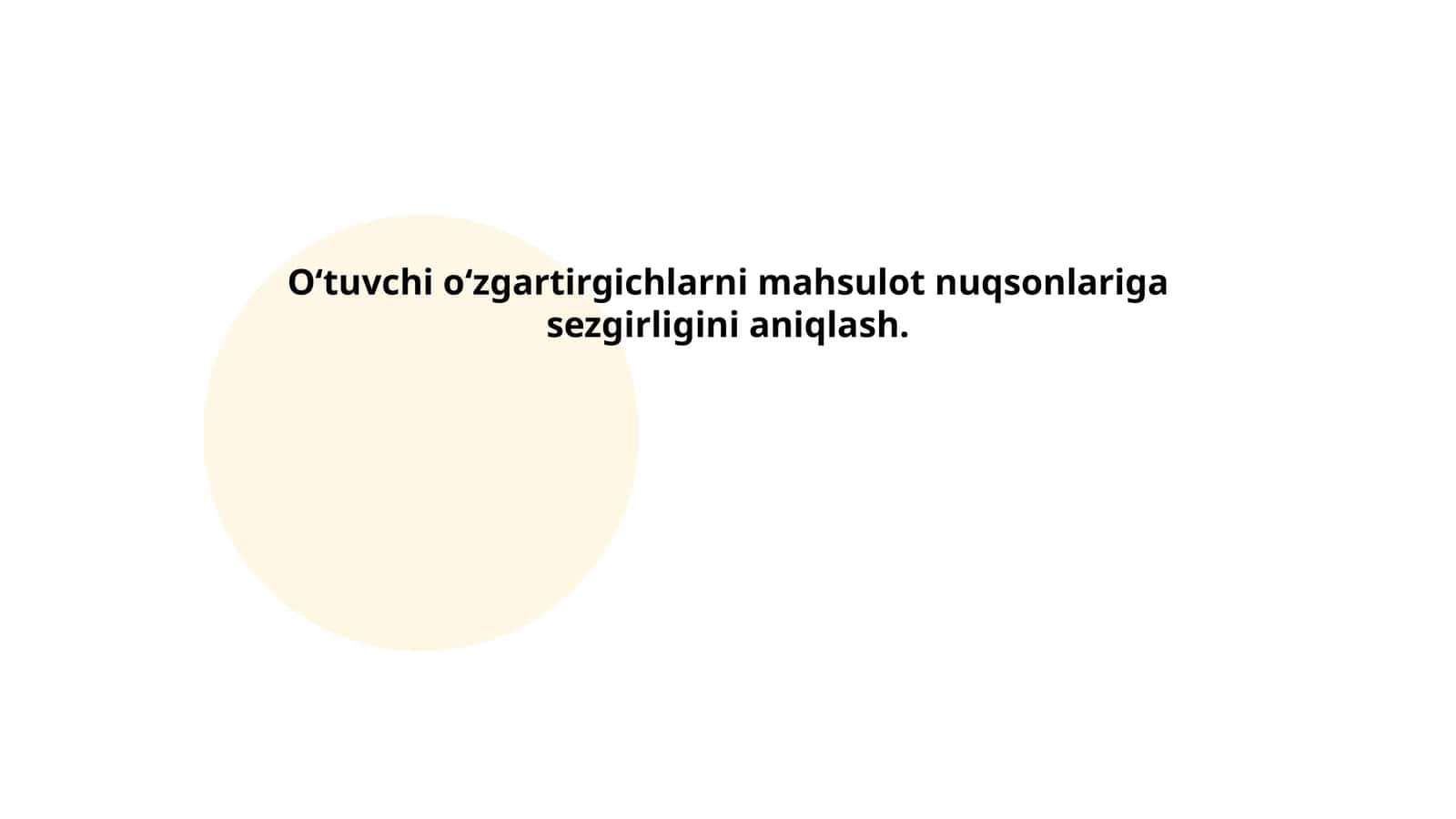 O‘tuvchi o‘zgartirgichlarni mahsulot nuqsonlariga sezgirligini aniqlash