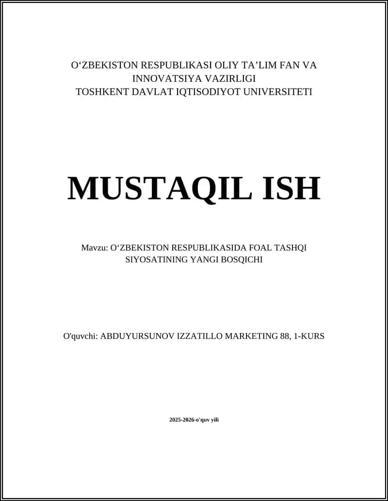 OʻZBEKISTON RESPUBLIKASIDA FOAL TASHQI SIYOSATINING YANGI BOSQICHI