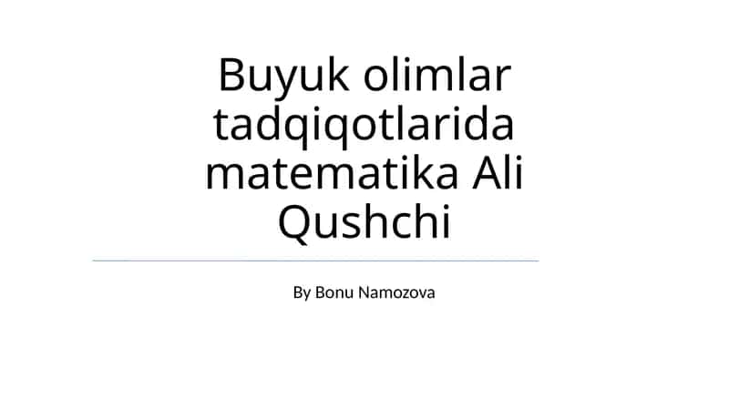 Matematika Ali Qushchi Tadqiqotlari