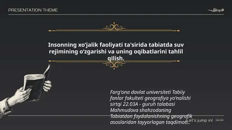 Tabiatdan foydalanishning geografik asoslaridan tayyorlagan taqdimoti
