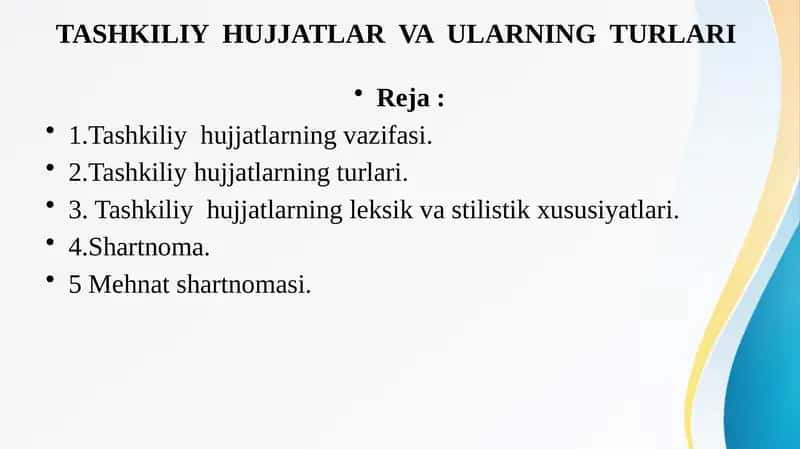 Tashkiliy hujjatlar