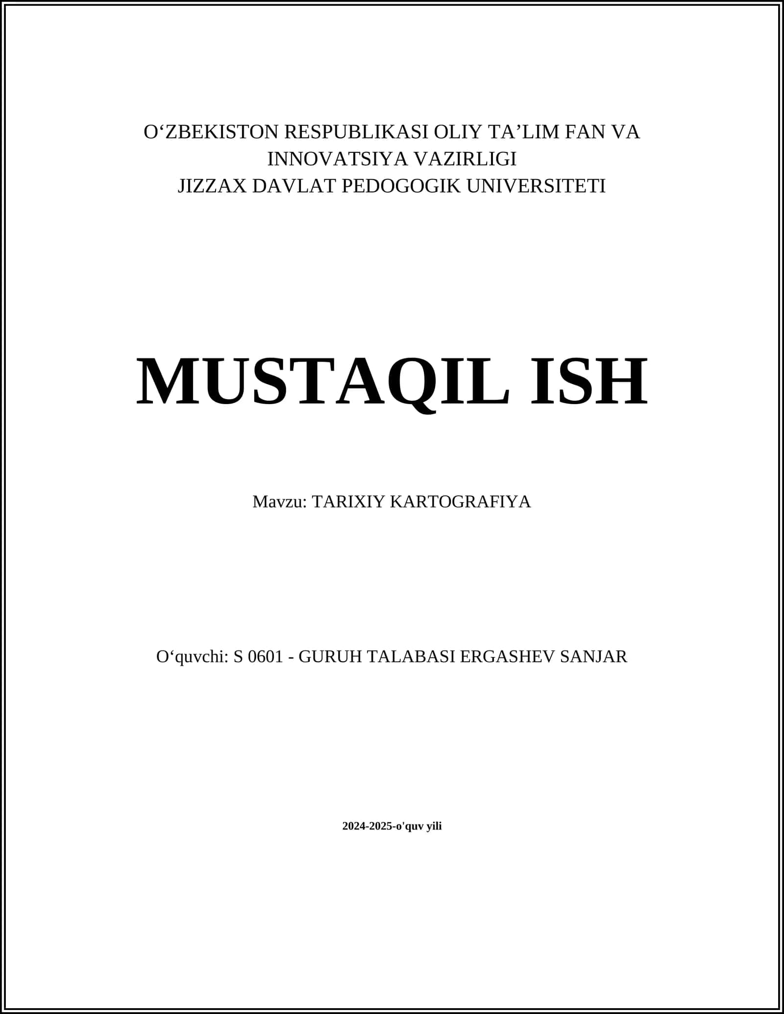 TARIXIY KARTOGRAFIYA