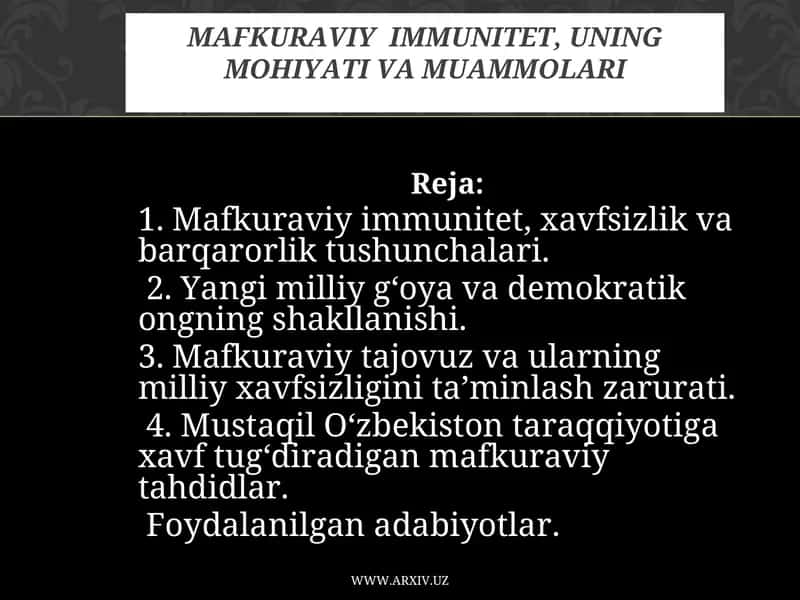 Mafkuraviy immunitet, uning mohiyati va muammolari