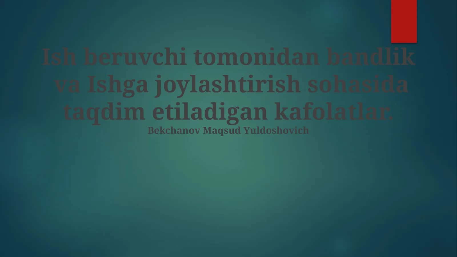 Ish bilan ta'minlash va joylashtirish kafolatlari