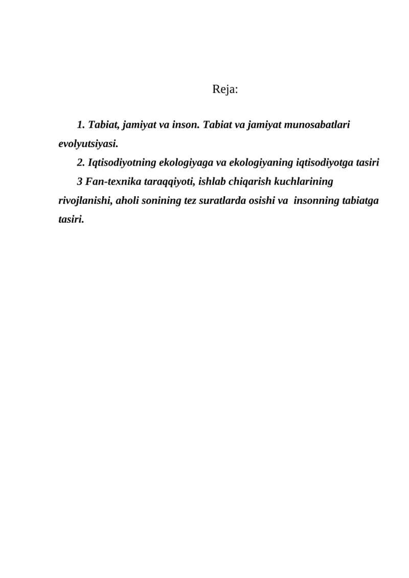 Tabiat va jamiyat munosabatlari evolyutsiyasi
