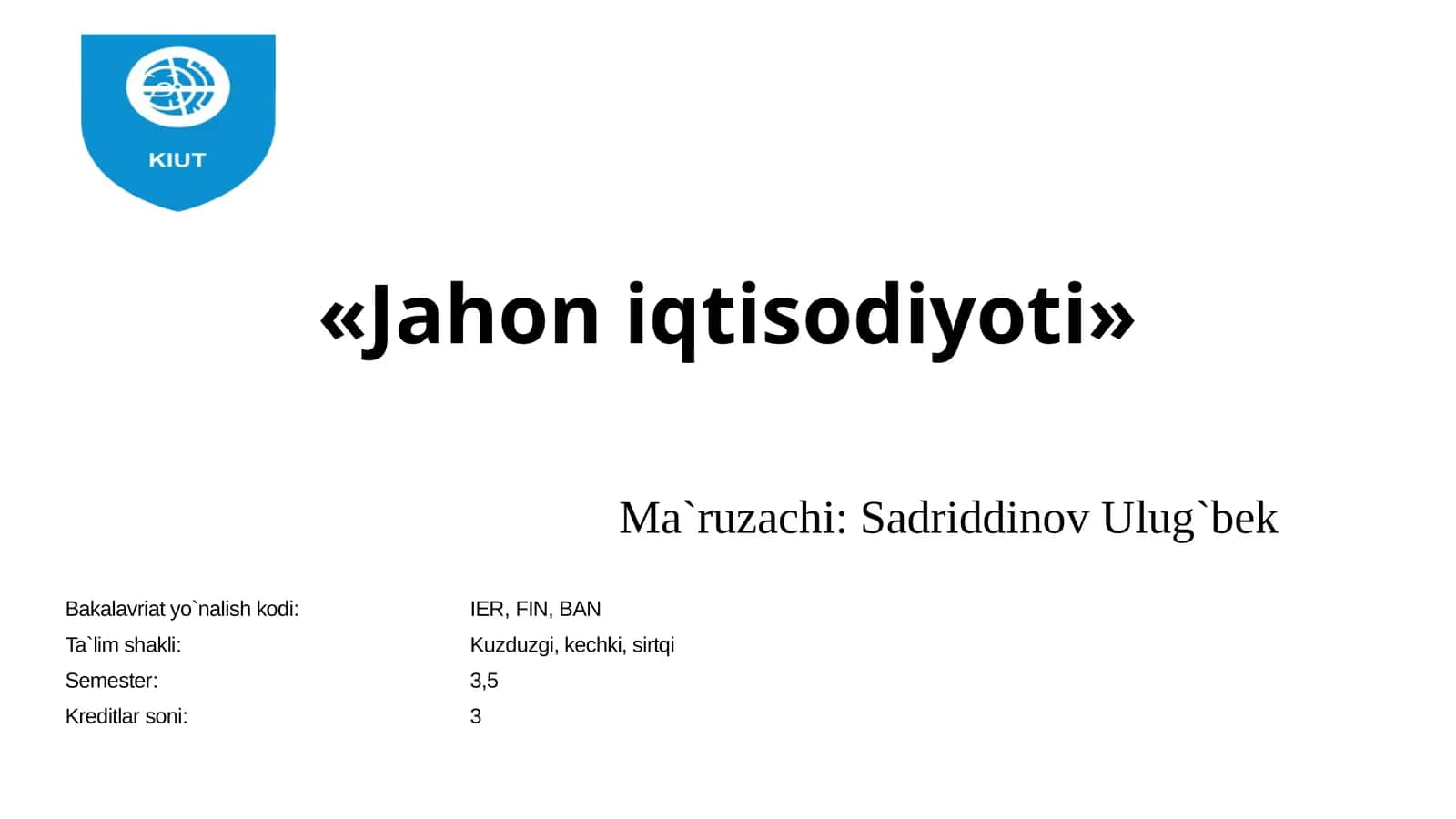 Жаҳон иқтисодиётининг глобал муаммолари
