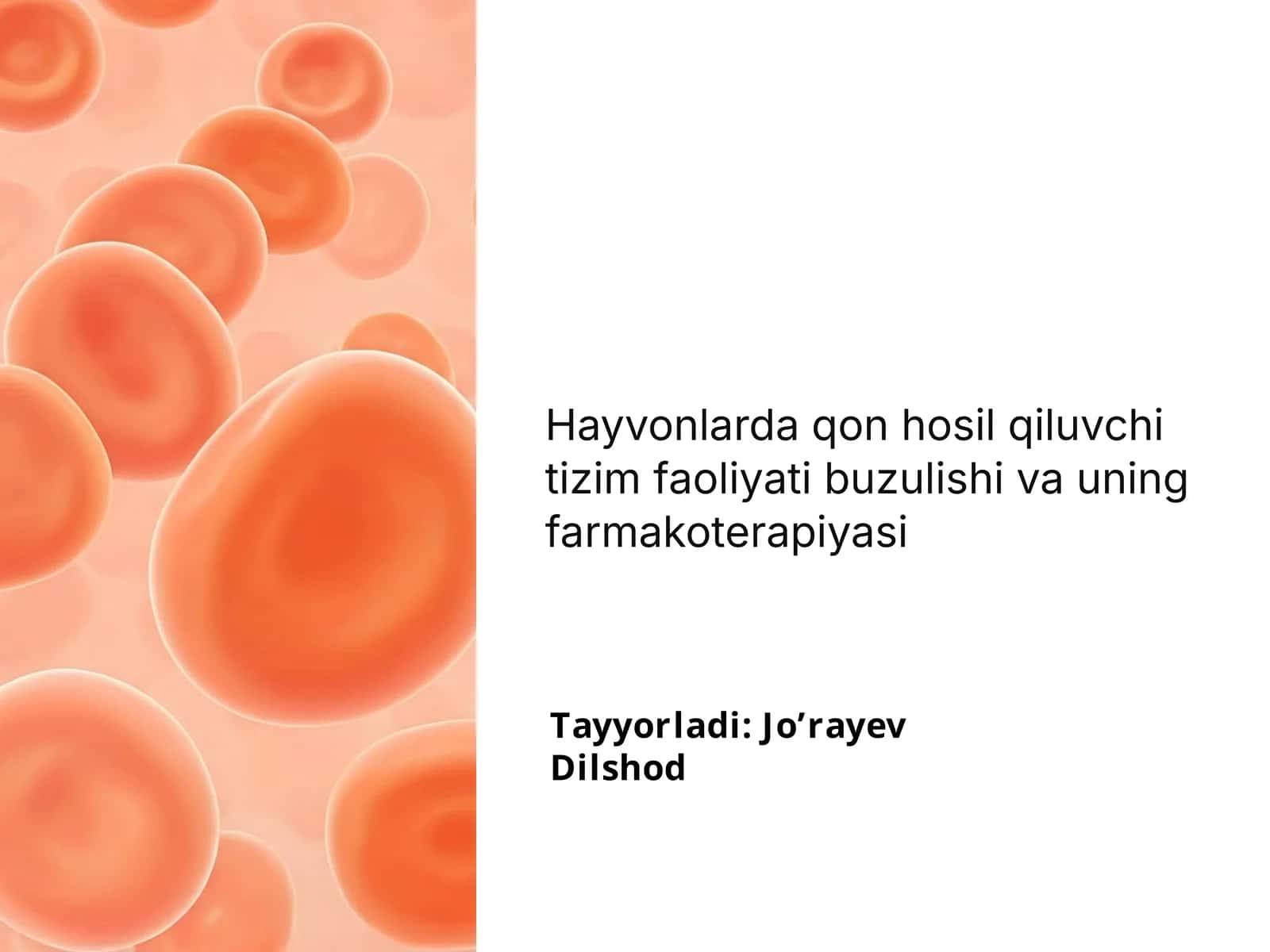 Hayvonlarda qon hosil qiluvchi tizim faoliyati buzulishi va uning farmakoterapiyasi