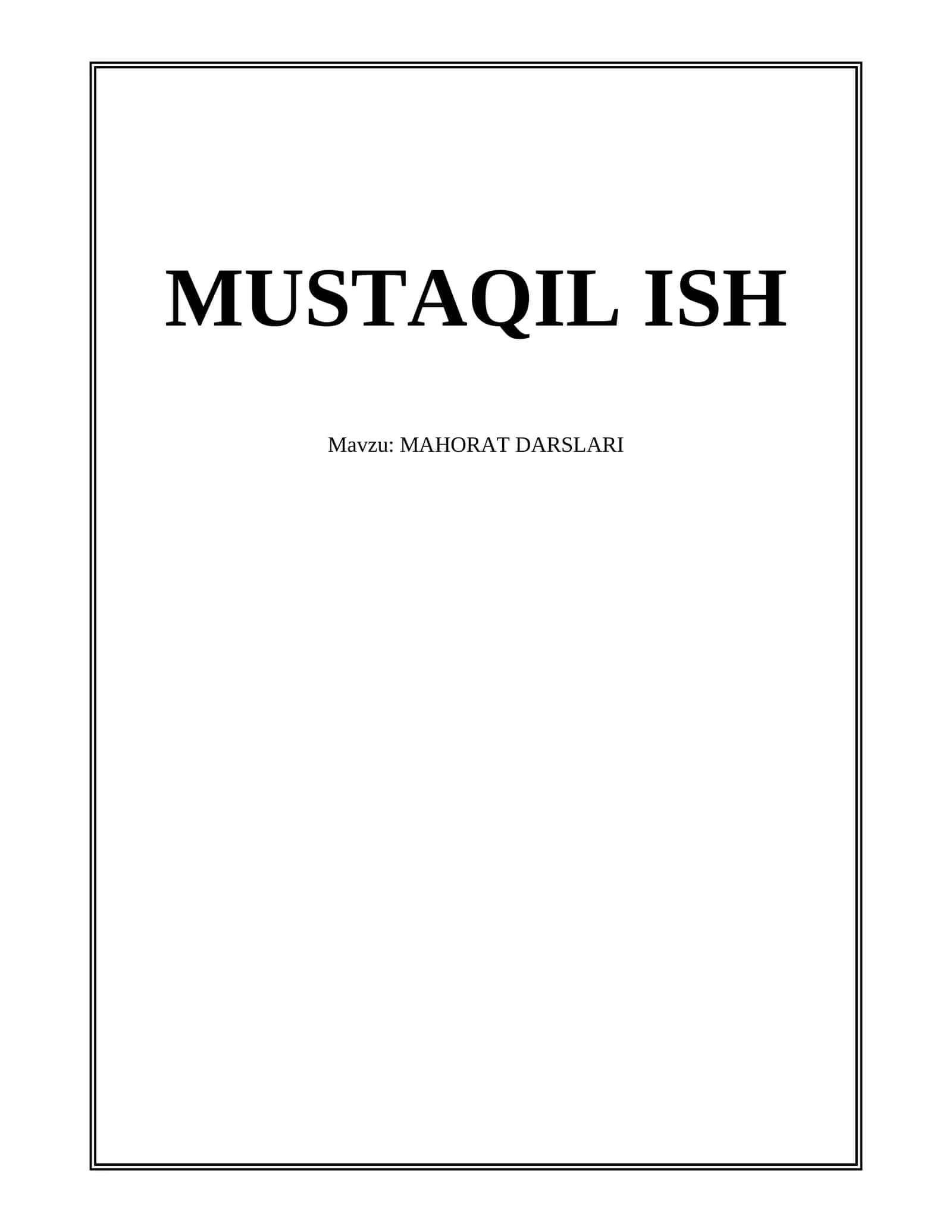 MAHORAT DARSLARI