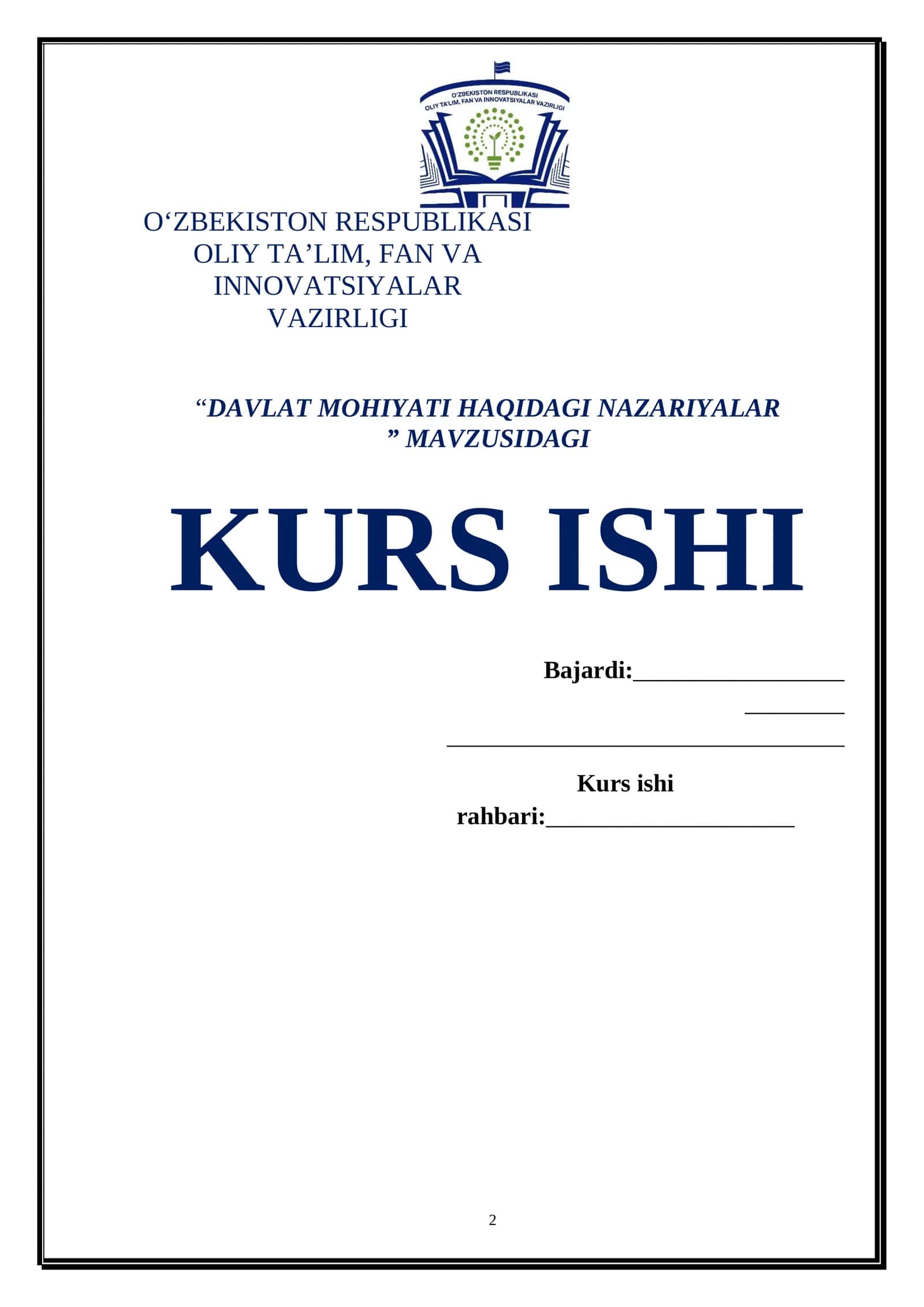 DAVLAT MOHIYATI HAQIDAGI NAZARIYALAR