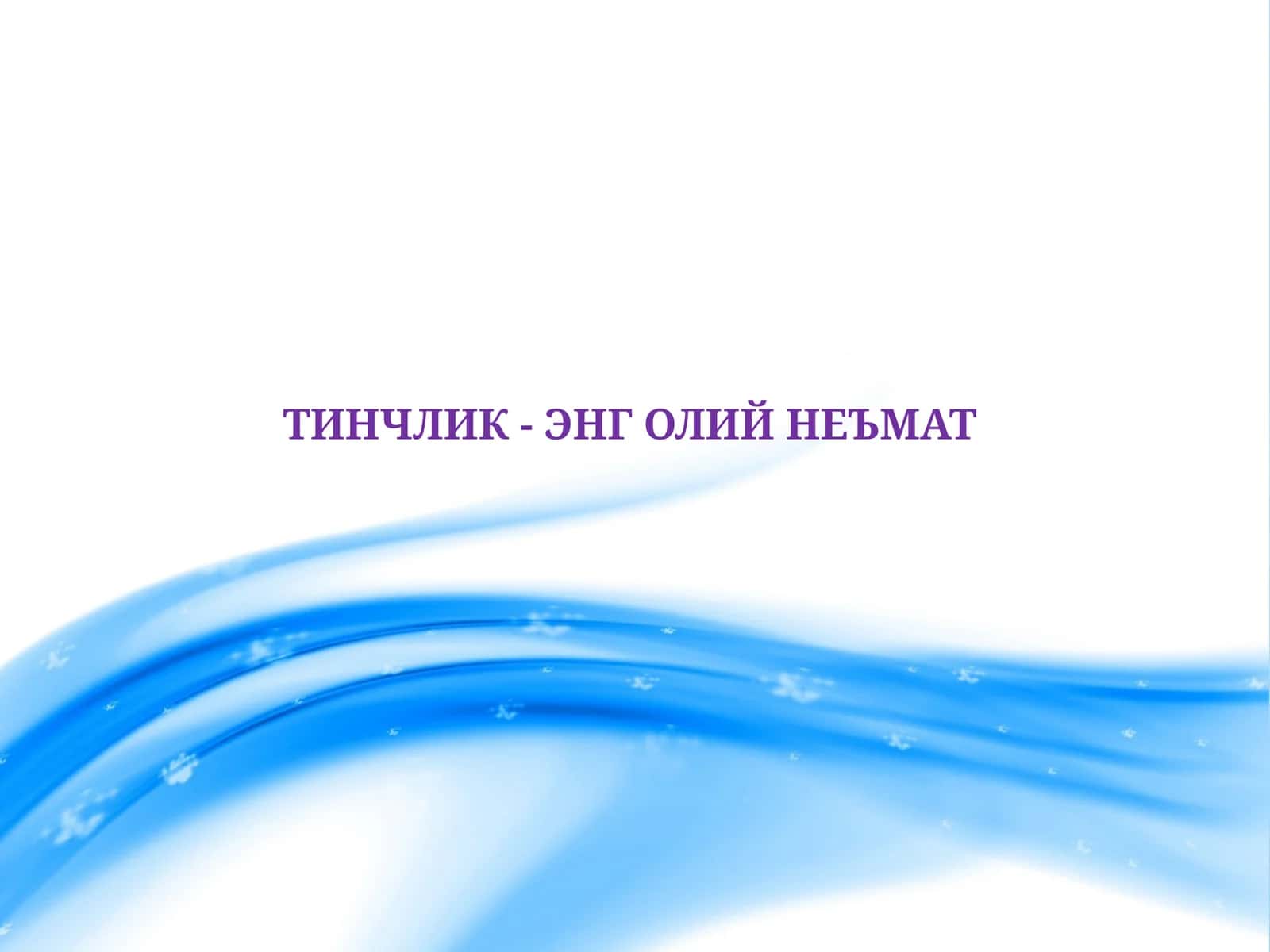 ТИНЧЛИК - ЭНГ ОЛИЙ НЕЪМАТ