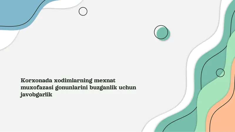 Korxonada xodimlarning mexnat muxofazasi gonunlarini buzganlik uchun javobgarlik