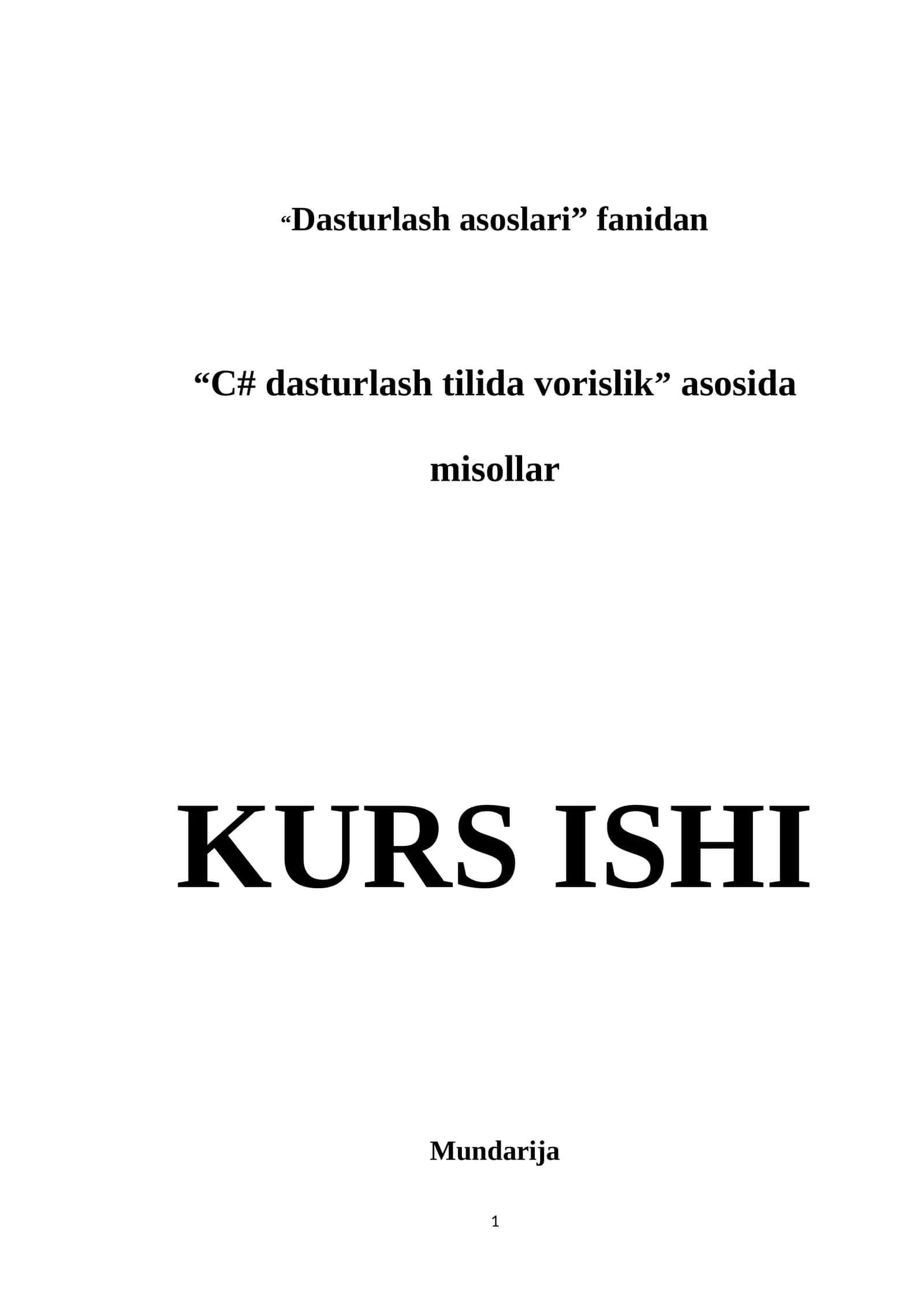 Dasturlash asoslari - C# dasturlash tilida vorislik