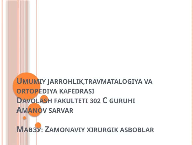 Zamonaviy xirurgika asboblar