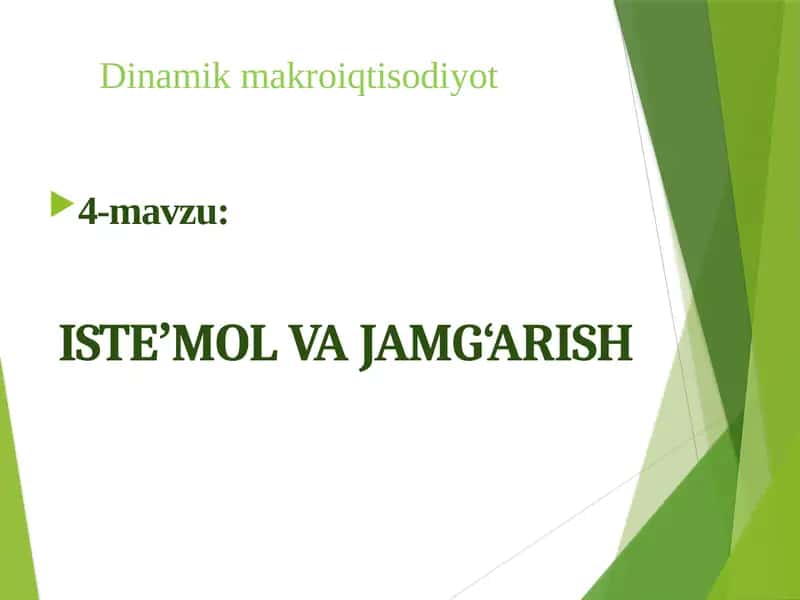 Dinamik Makro Iqtisodiyot