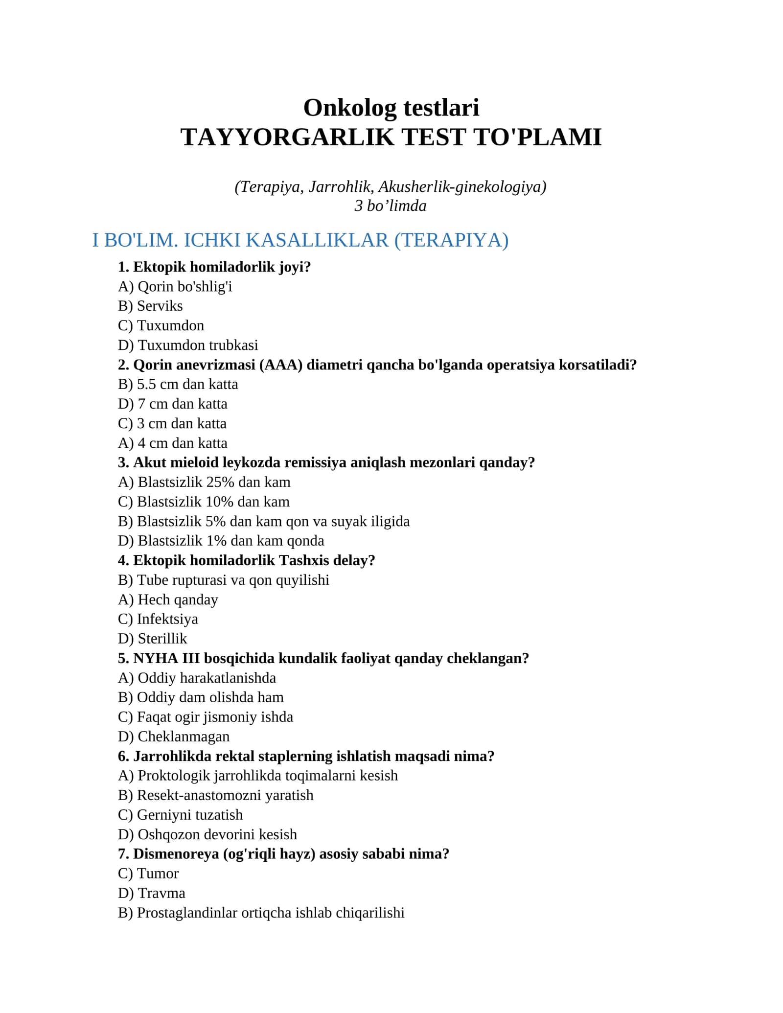 Onkolog testlari