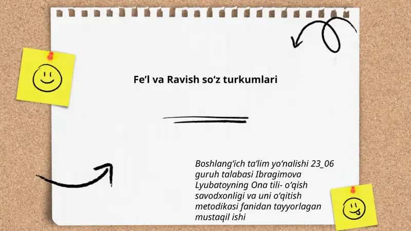 Feʼl va Ravish soʻz turkumlari