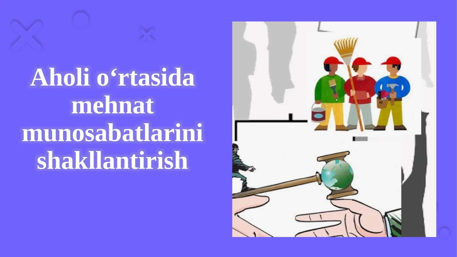 Aholi o‘rtasida mehnat munosabatlarini shakllantirish.