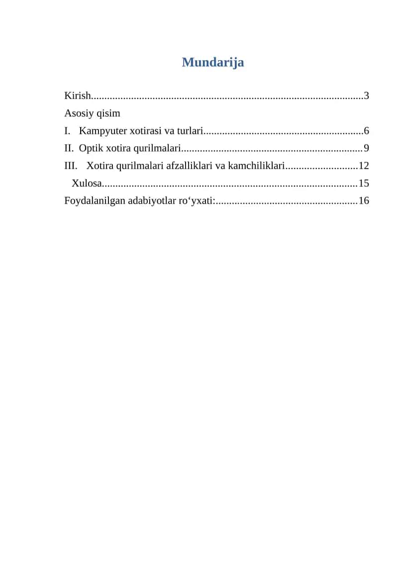 Xotira qurilmalari va ma'lumot almashish vositalari