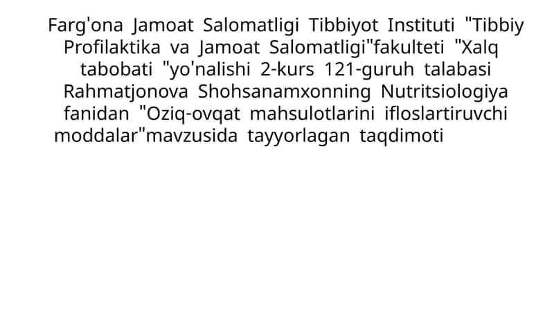 Oziq-ovqat mahsulotlarini ifloslantiruvchi moddalar