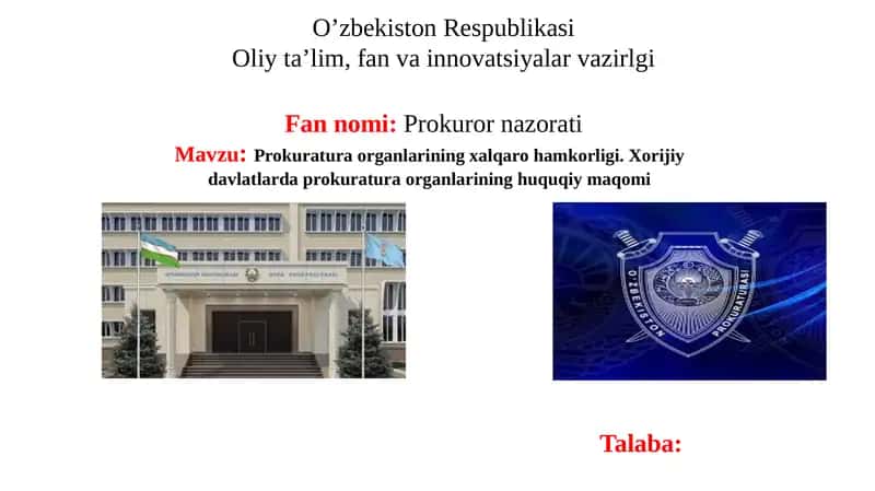Prokuratura organlarining xalqaro hamkorligi