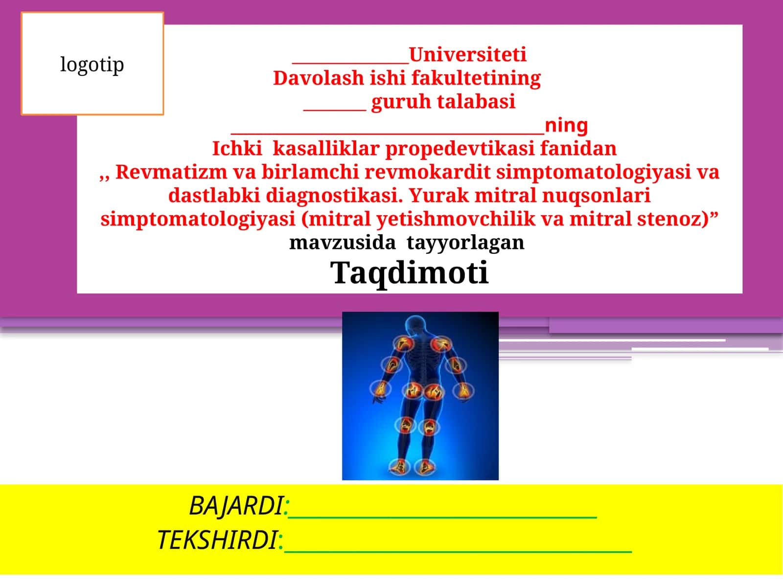 Revmatizmning umumiyma'lumotlari va patogenez