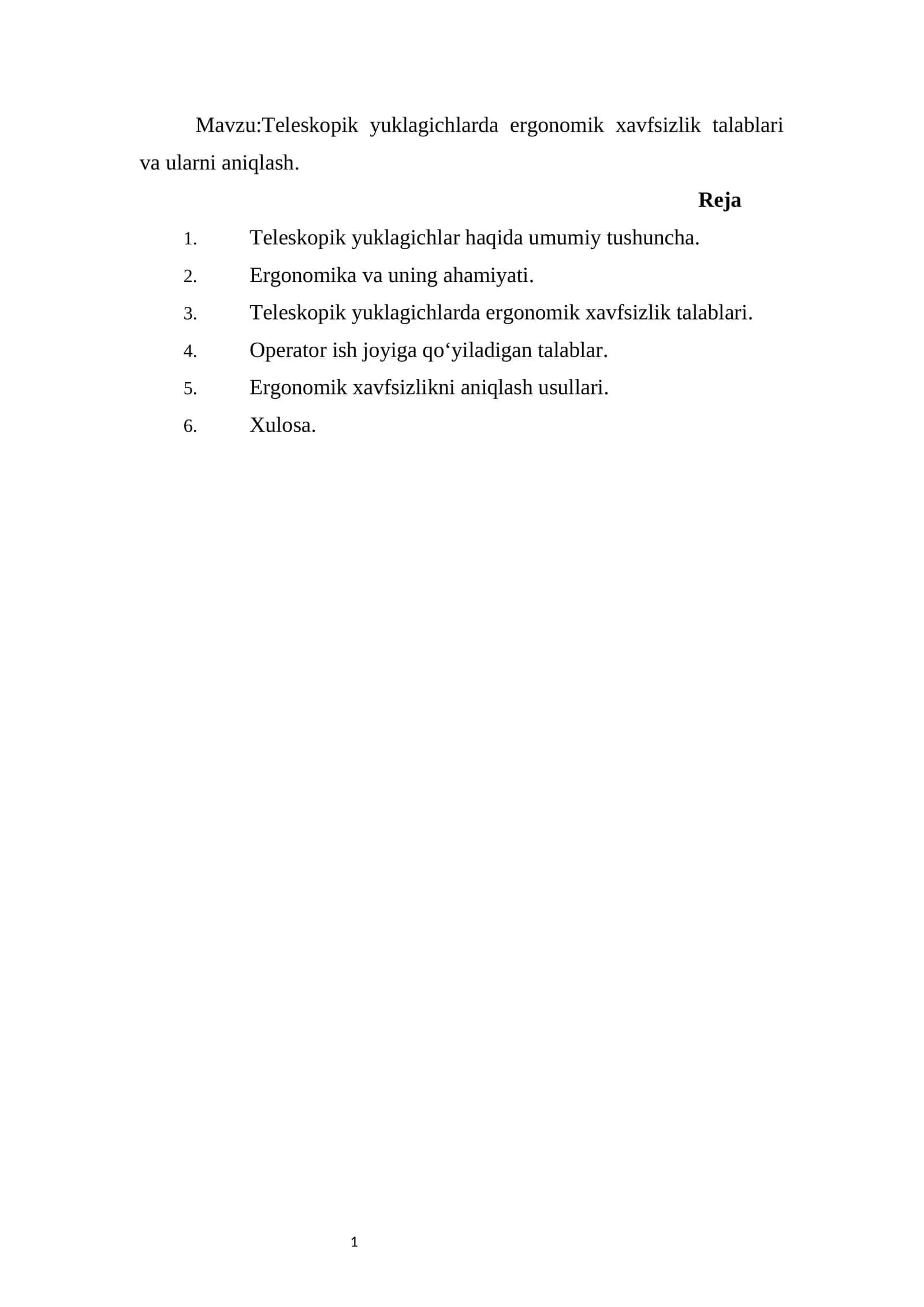 Teleskopik yuklagichlarda ergonomik xavfsizlik talablari va ularni aniqlash