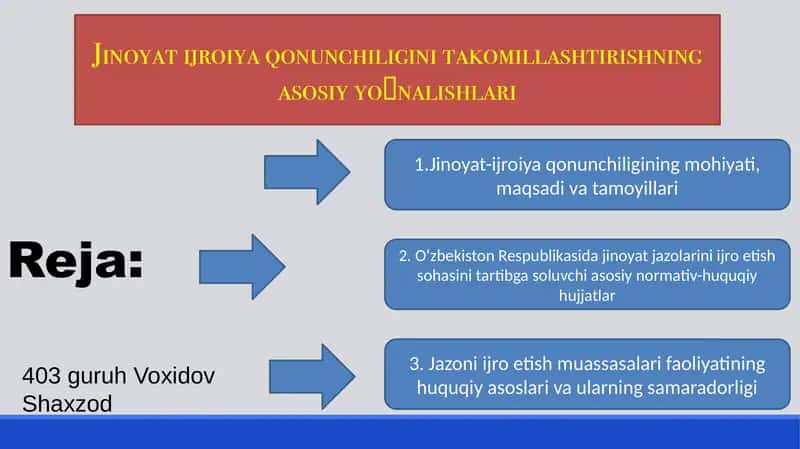 Jinoyat-ijroiya qonunchiligining asosiyyoʻnalishlari