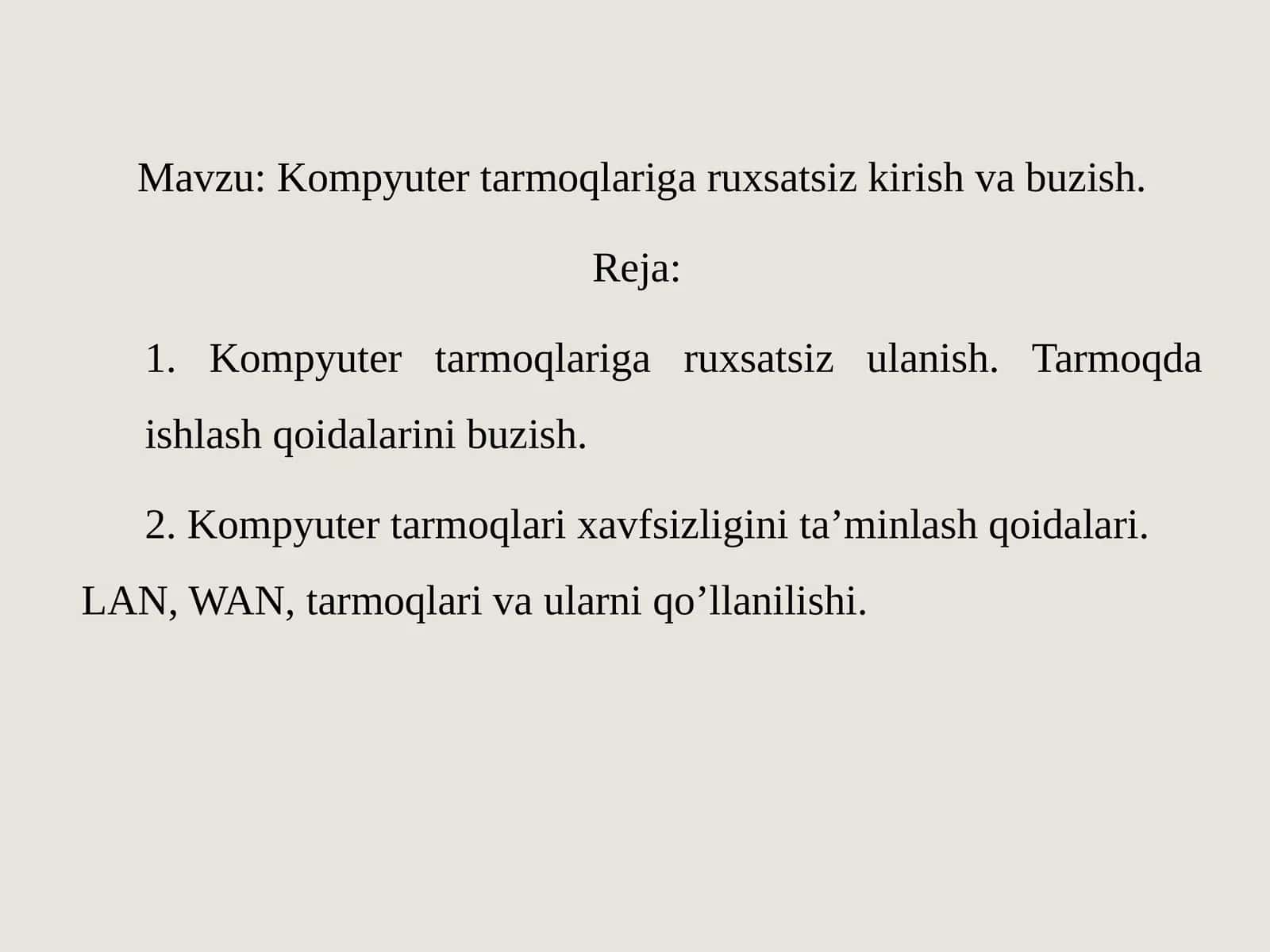 Kompyuter tarmoqlariga ruxsatsiz kirish va buzish
