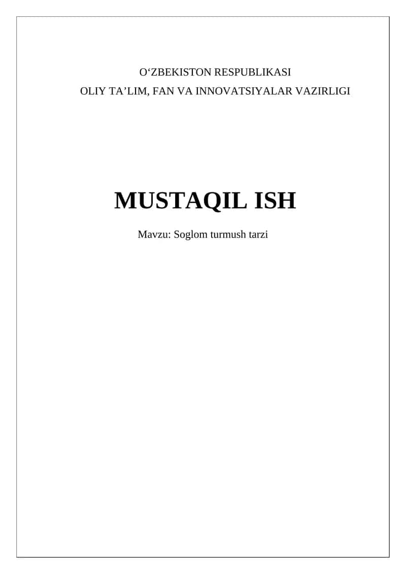 Soglom turmush tarzi