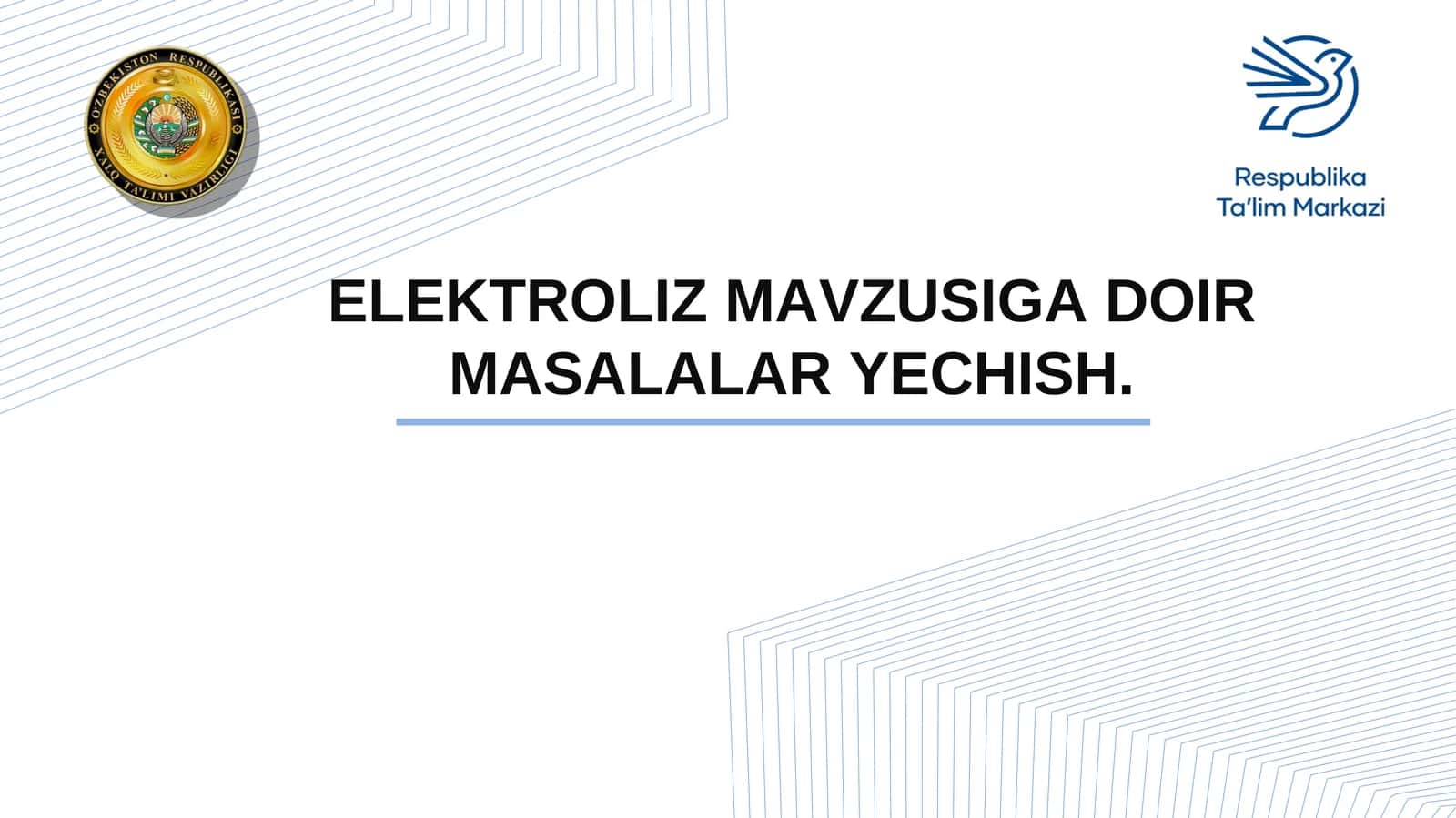 Elektroliz mavzusiga doir masalalar yechish