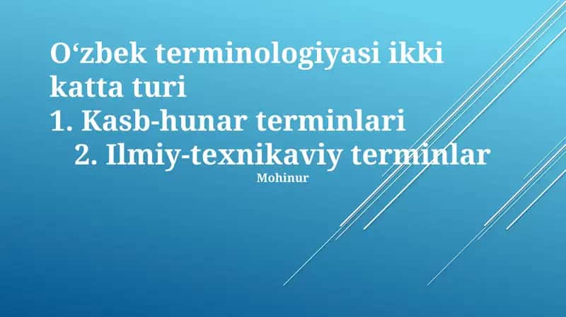 O'zbekistondagi Kasb-hunar Terminologiyasi
