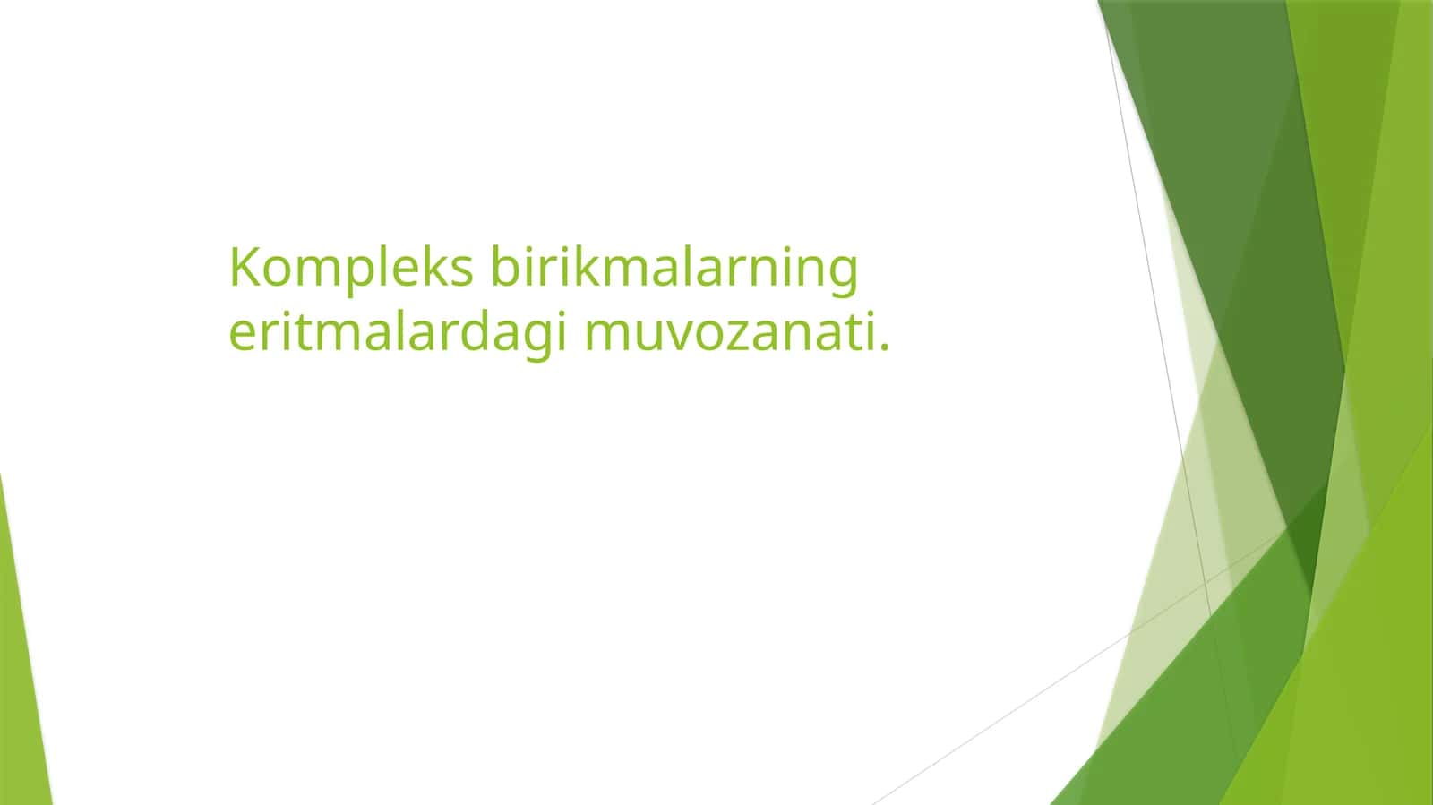 Murakkab birikmalarning eritmalardagi muvozanati