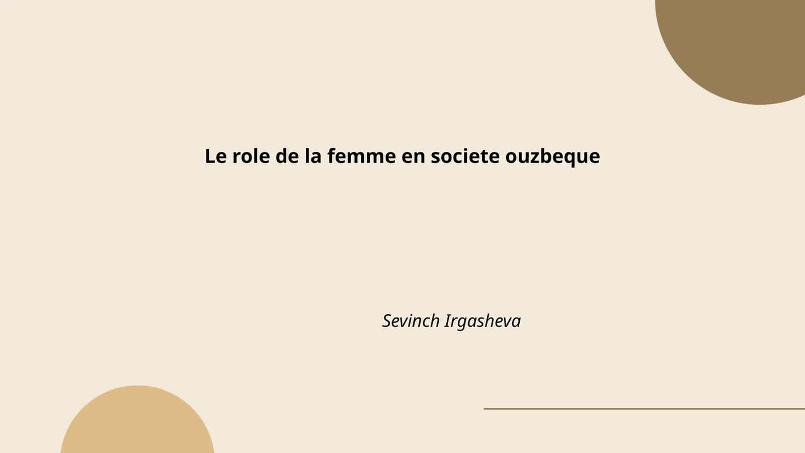 Le role de la femme en societe ouzbeque