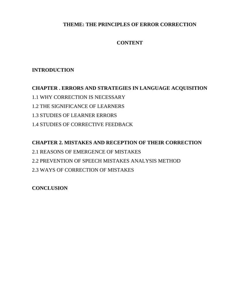 The Principles of Error Correction