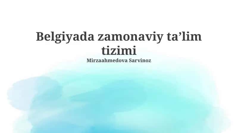 Zamonaviy Belgiya ta'lim tizimi