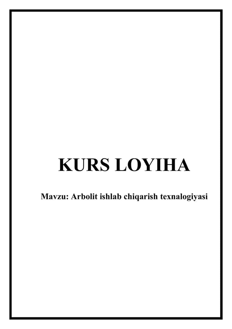 Arbolit ishlab chiqarish texnologiyasi