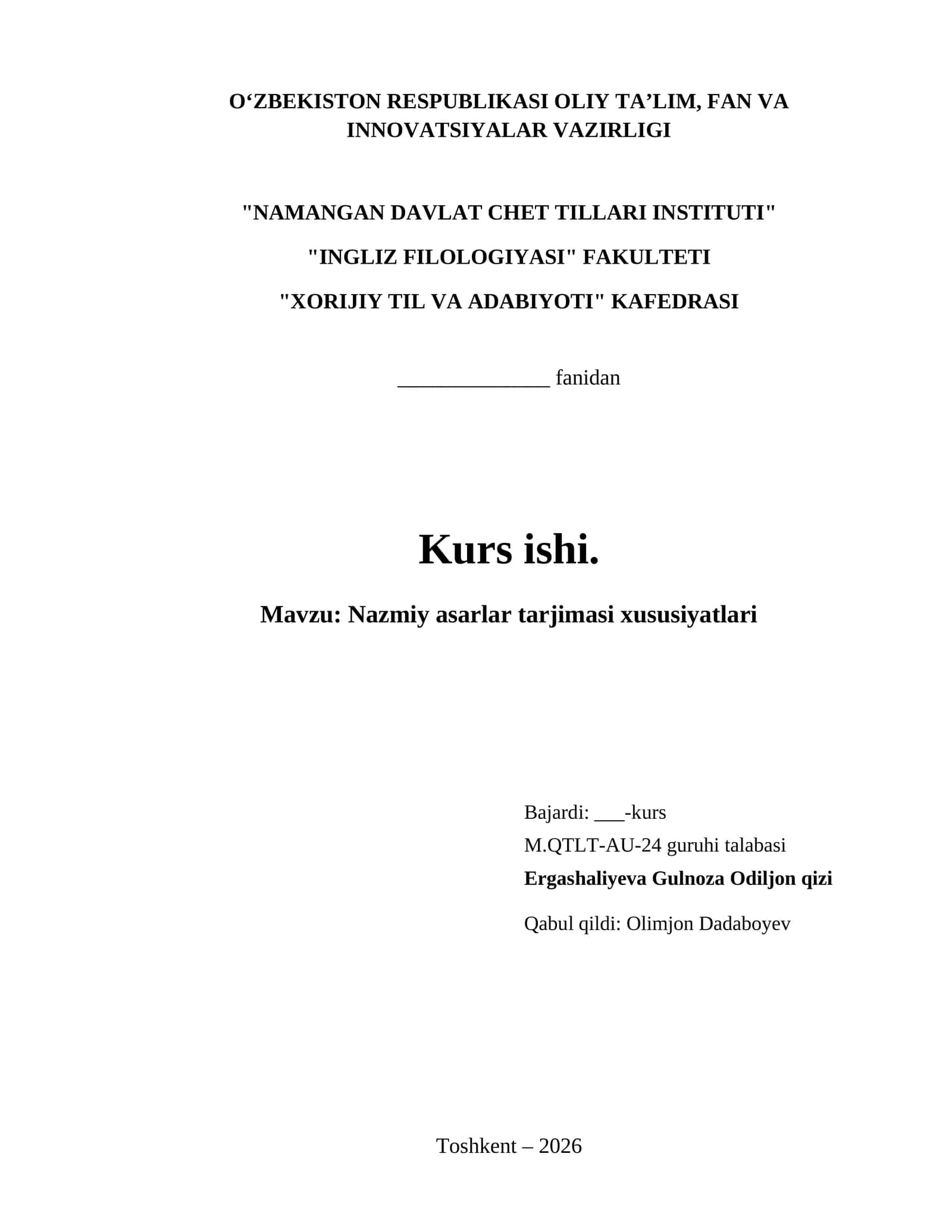 Nazmiy asarlar tarjimasi xususiyatlari