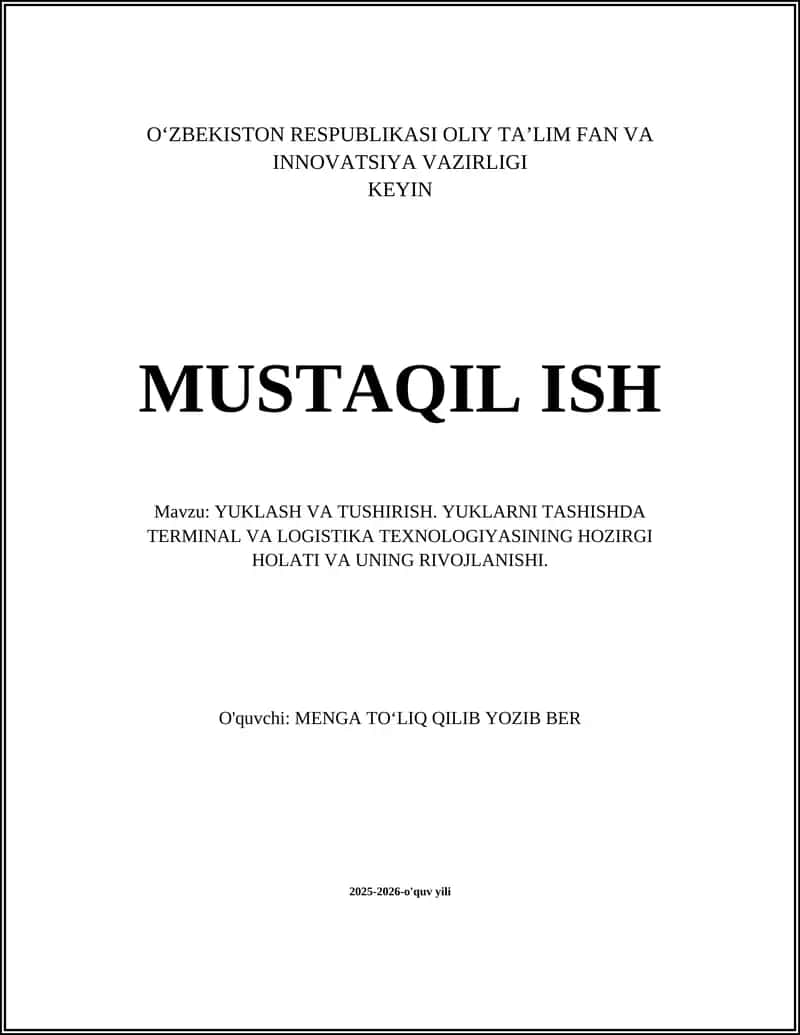 Yuklash va Tushirish