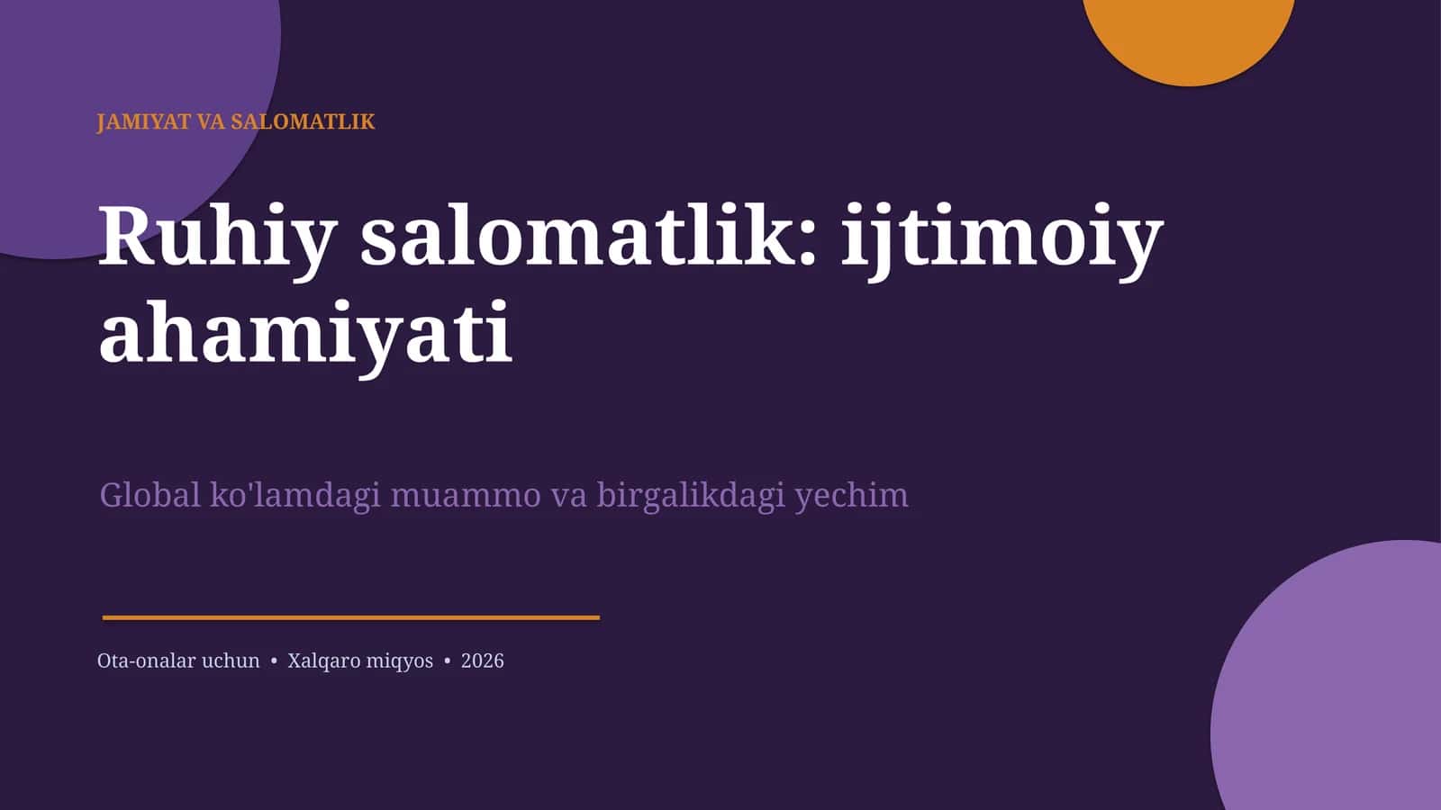 JAMIYAT VA SALOMATLIK