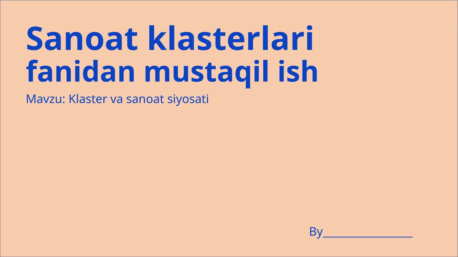 Klaster va sanoat siyosati