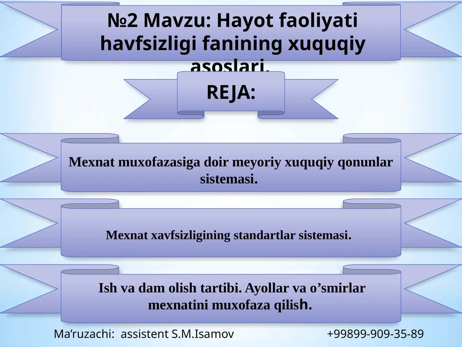 Hayot faoliyati xavfsizligi fanining huquqiy asoslari