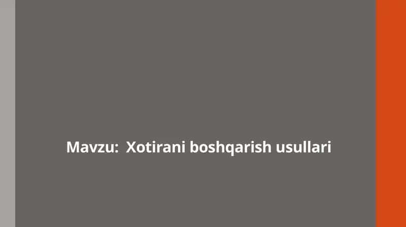 Xotirani boshqarish usullari