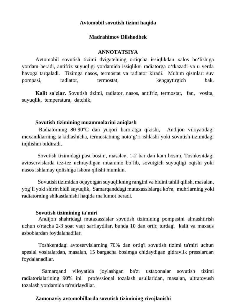 Sovutish tizimi