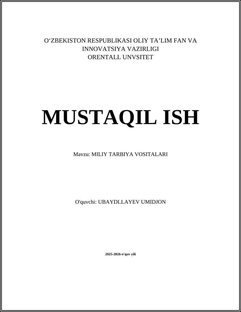 Milliy til va til tarbiyasi